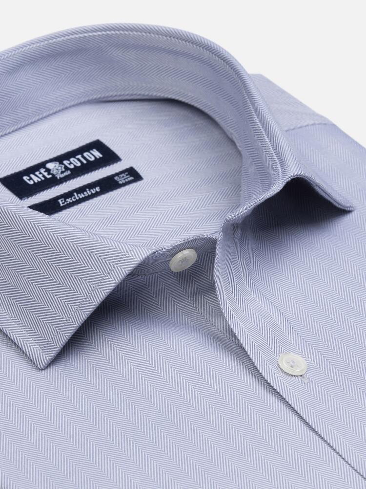 Camisa Slim Fit Espiga Gris - Manga Larga