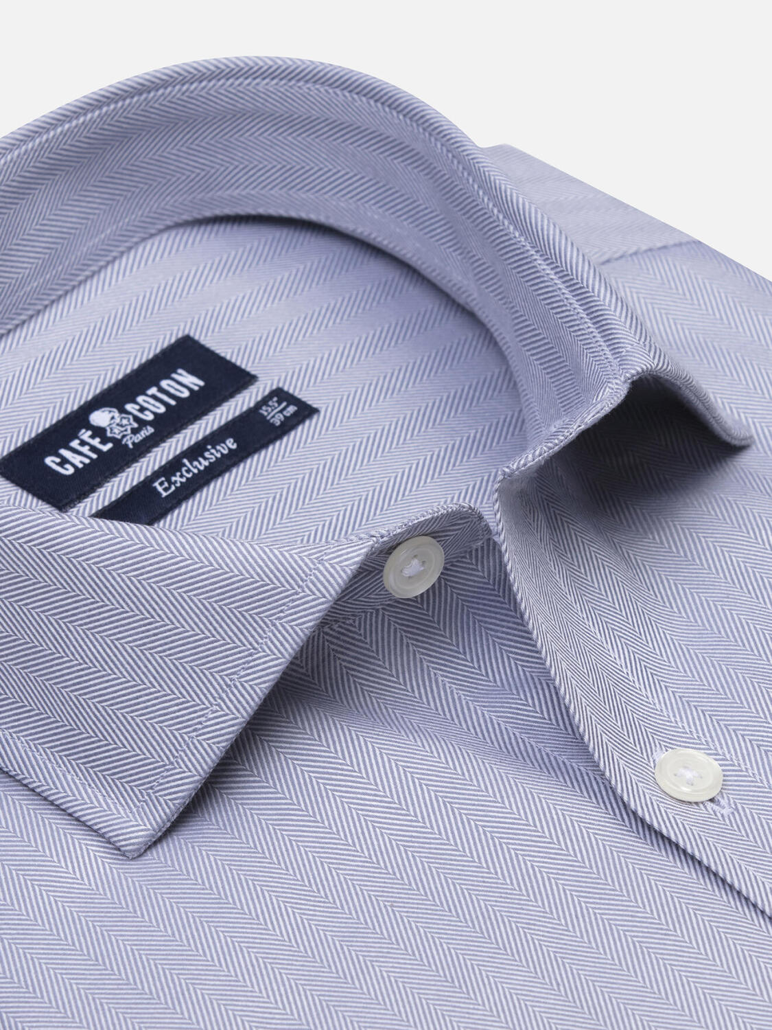 Slim-fitted grijs visgraat overhemd - Lange mouwen