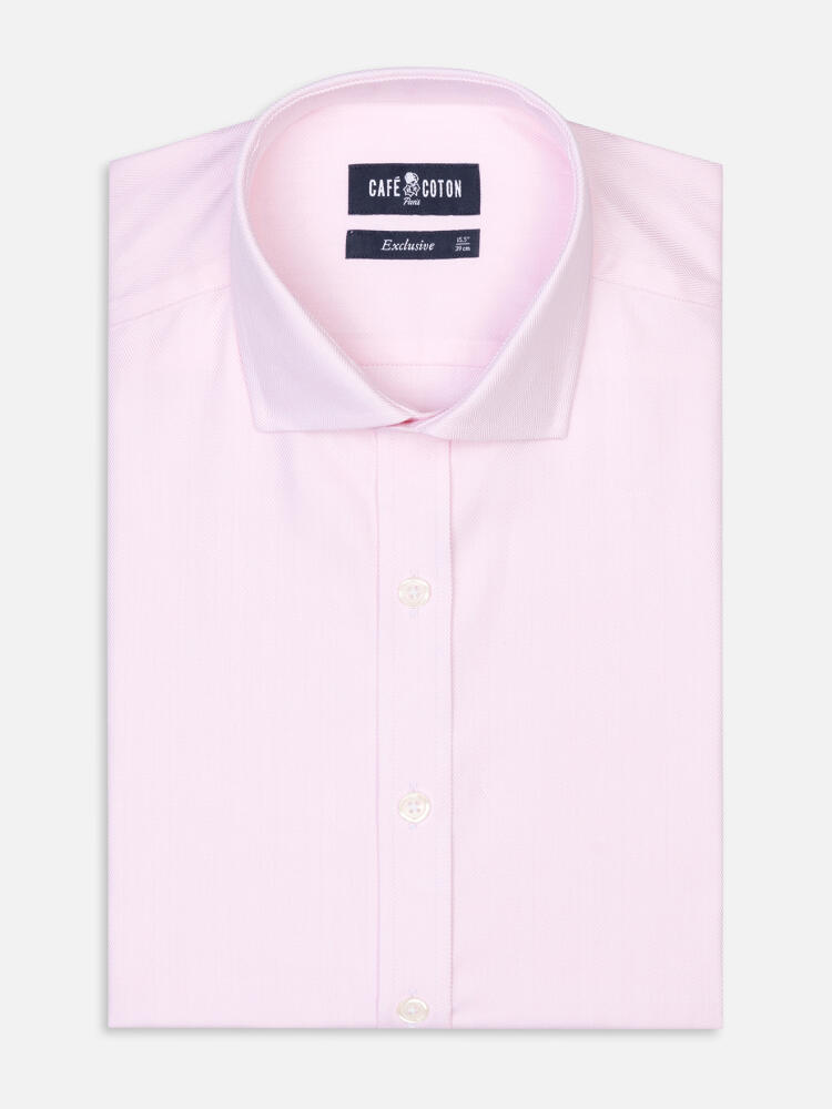 Extra long sleevesHerringbone slim fit shirt - Pink