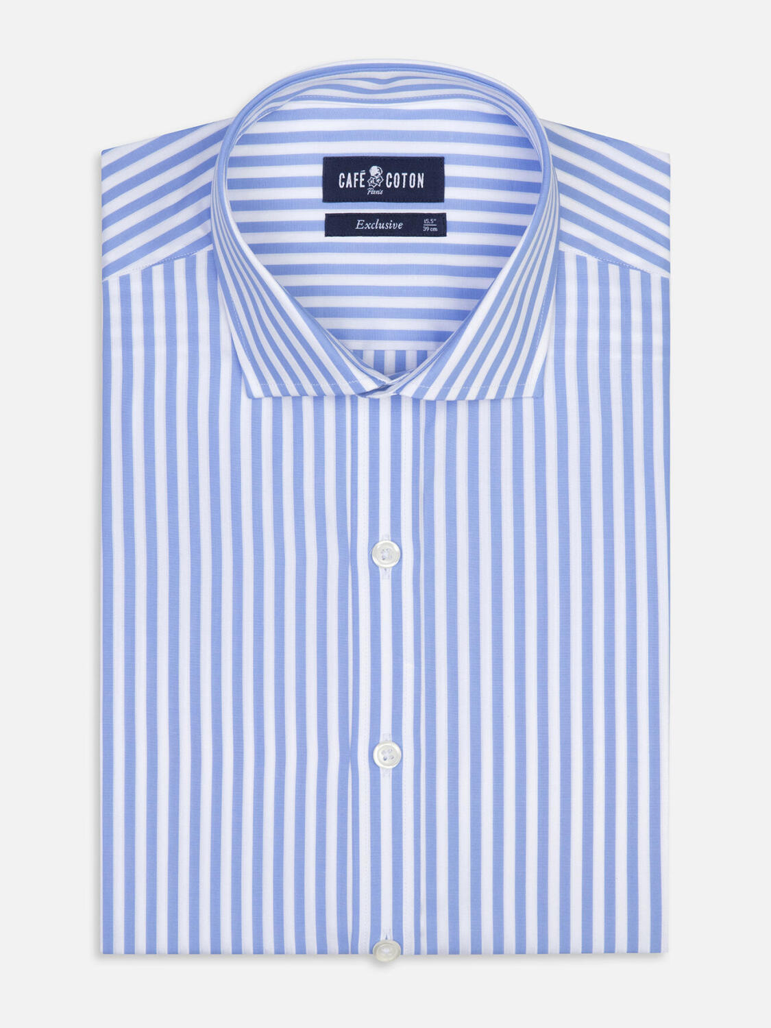 Chris slim fit shirt with sky blue stripes - Extra long sleeves