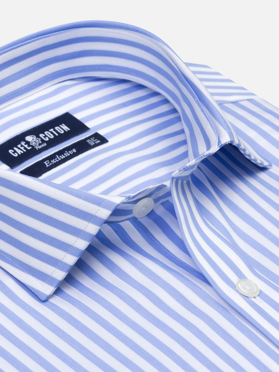 Chris slim fit shirt with sky blue stripes - Extra long sleeves