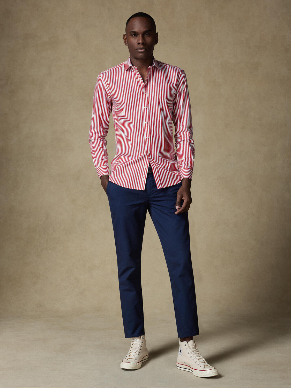 Chris slim fit shirt with red stripes - Extra long sleeves