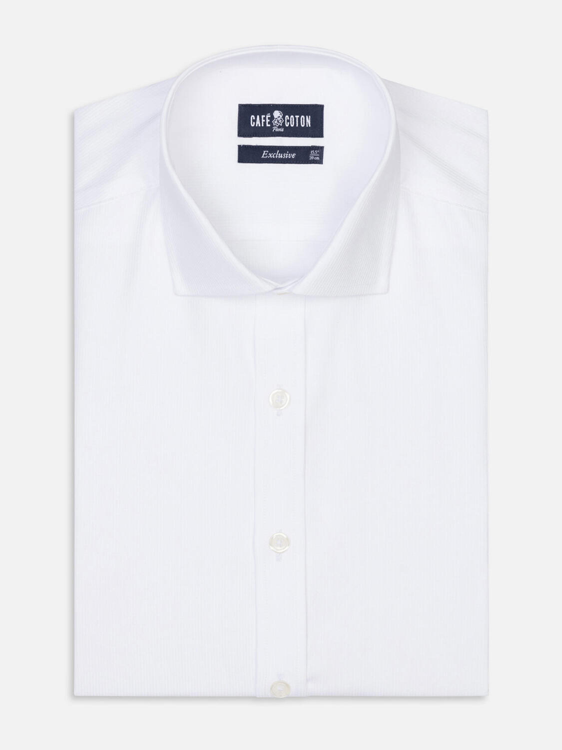 Camicia slim fit in piqu&eacute; bianco- Maniche extra lunghe