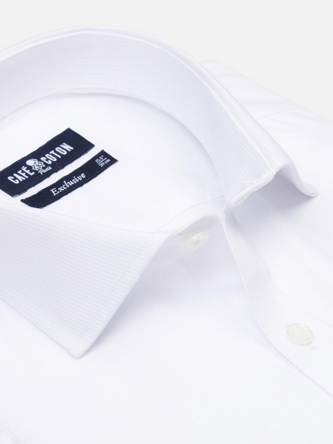 Camicia slim fit in piqu&eacute; bianco- Maniche extra lunghe