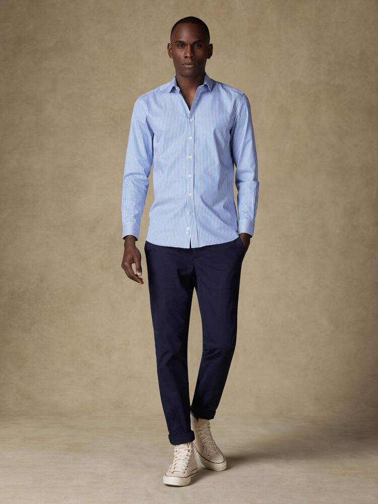Chemise cintrée Colin à rayures bleues - Grande longueur de manches