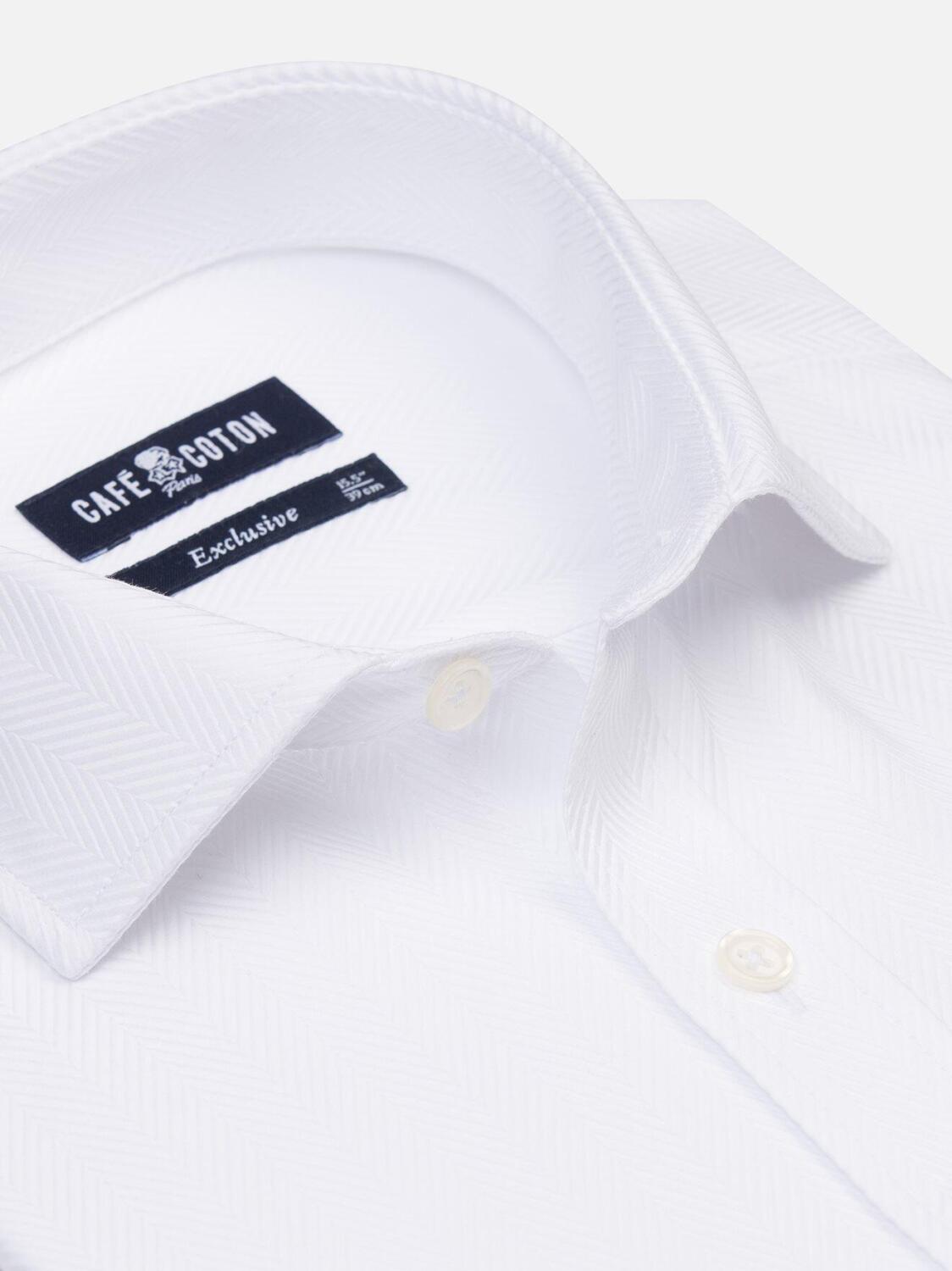 Chemise cintr&eacute;e Come en chevron blanc - Grande Longueur de Manches