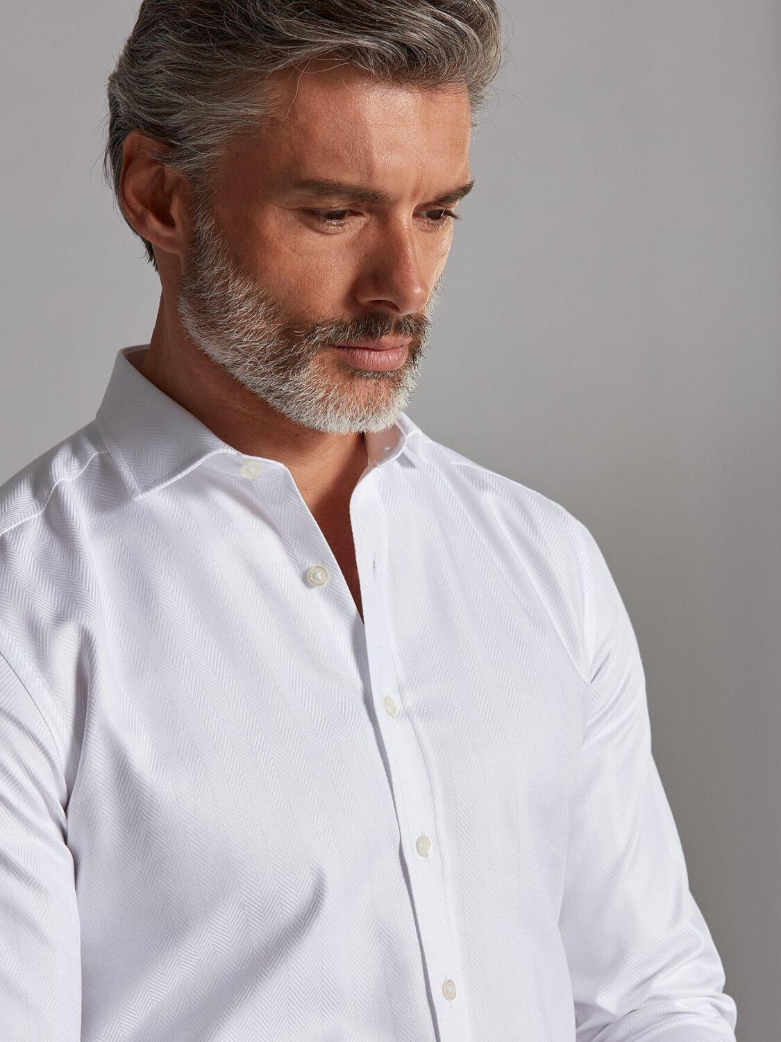 Chemise cintr&eacute;e Come en chevron blanc - Grande Longueur de Manches