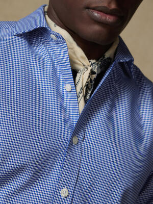 Camicia slim Corey in twill blu navy - Manica extra lunga