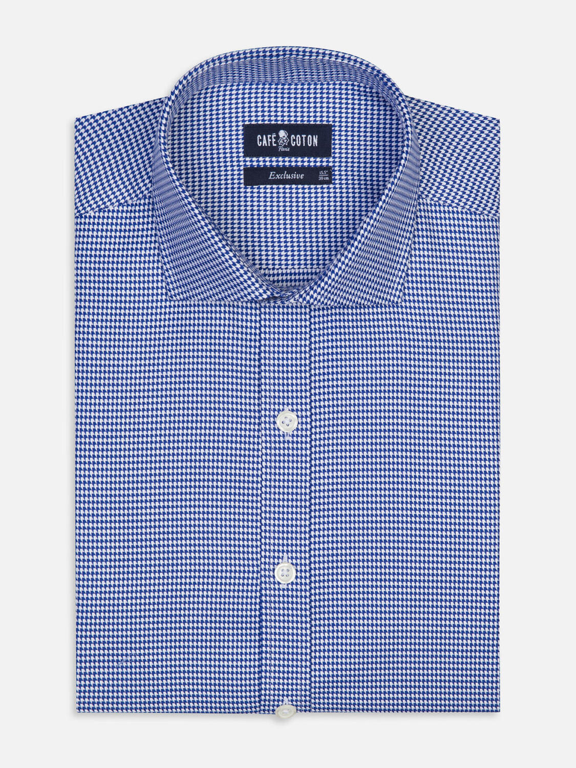 Corey tailliertes Hemd in navy blau Twill  - Extra lange Ärmellänge