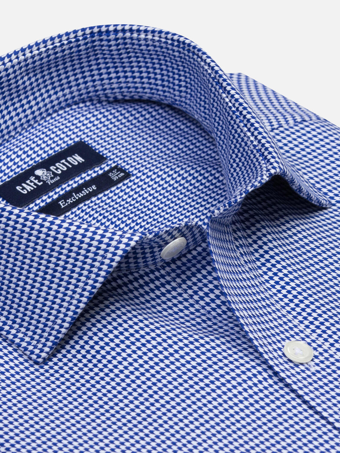 Corey tailliertes Hemd in navy blau Twill  - Extra lange Ärmellänge