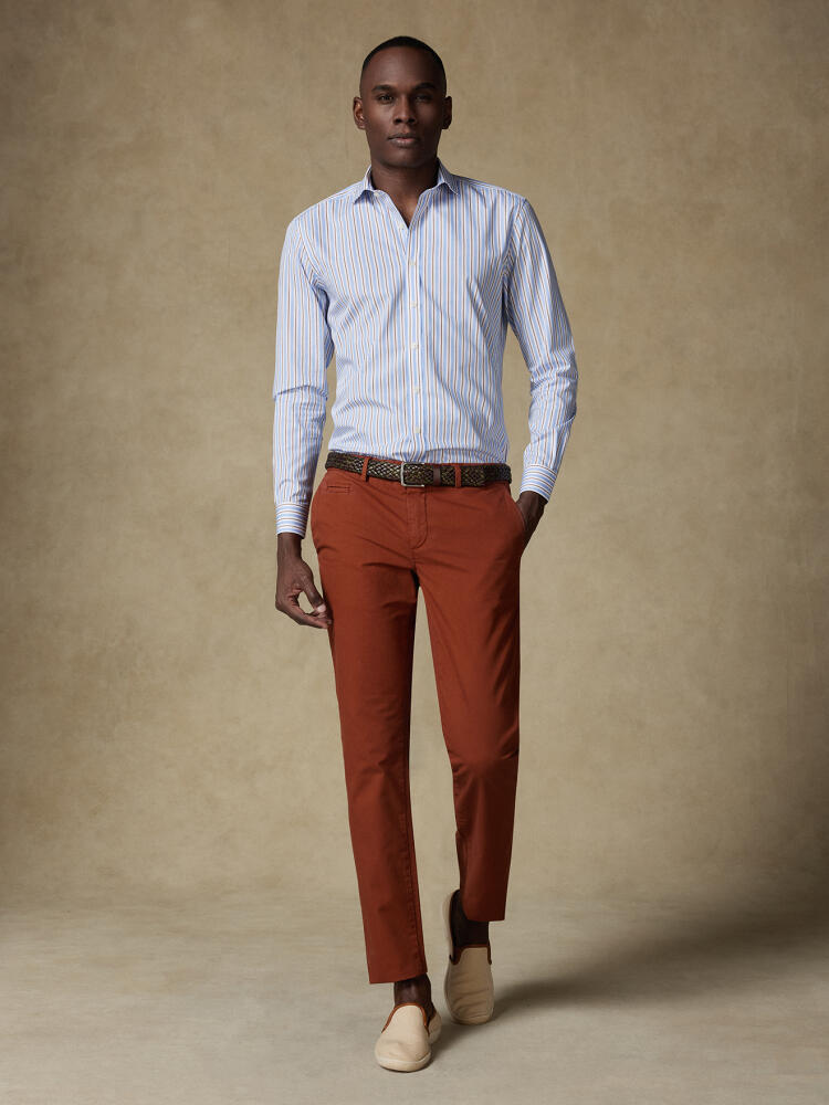 Damon slim fit shirt with havana stripes   - Extra long sleeve