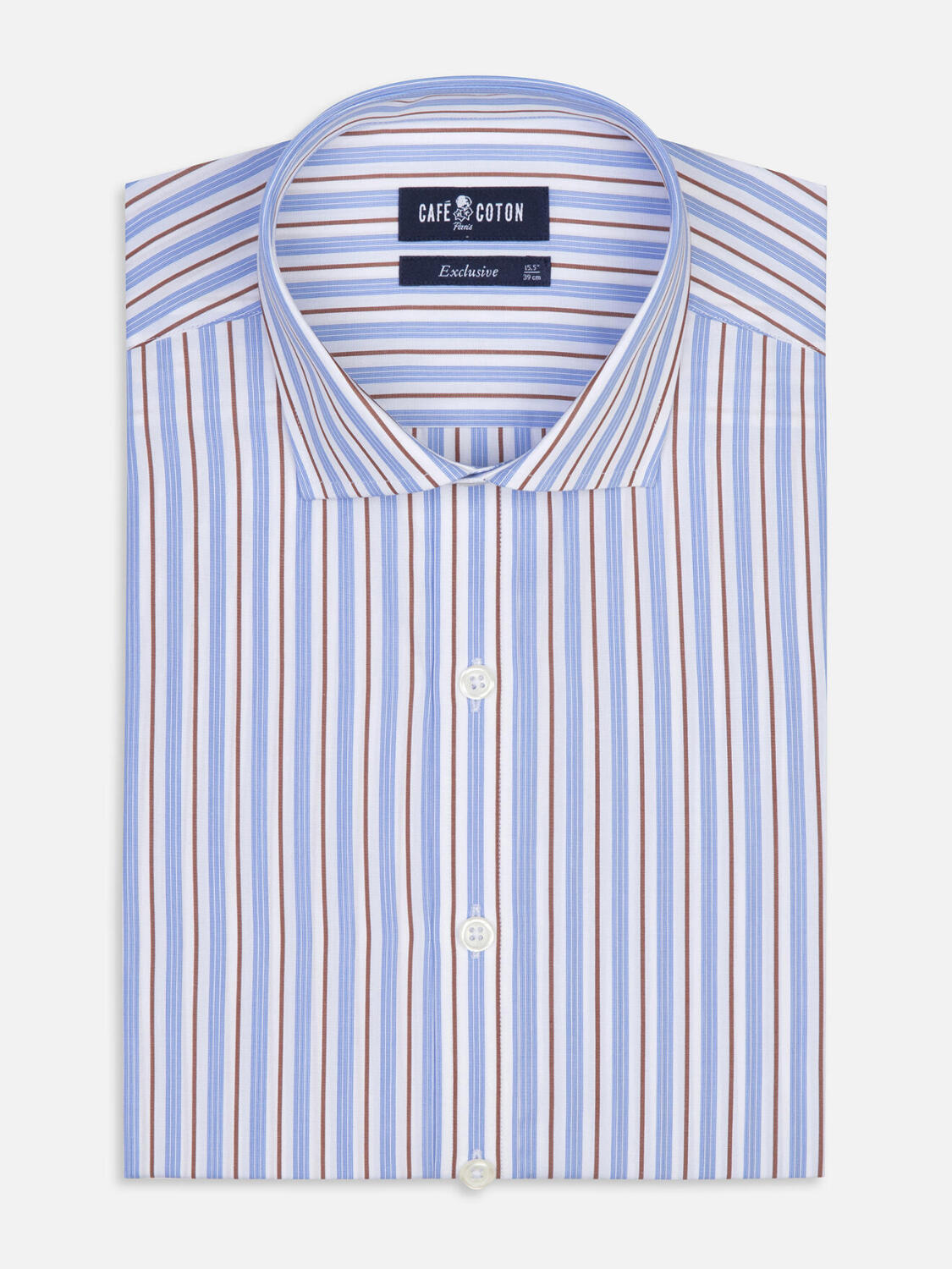 Camicia slim Damon a righe havana - Manica extra lunga