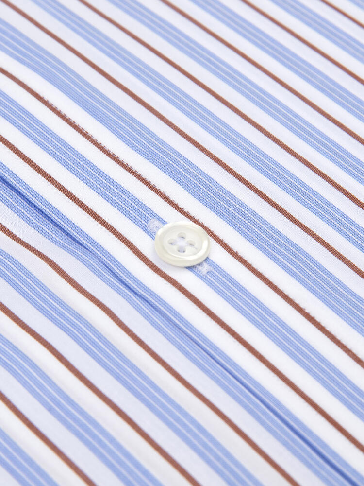 Damon slim fit shirt with havana stripes   - Extra long sleeve