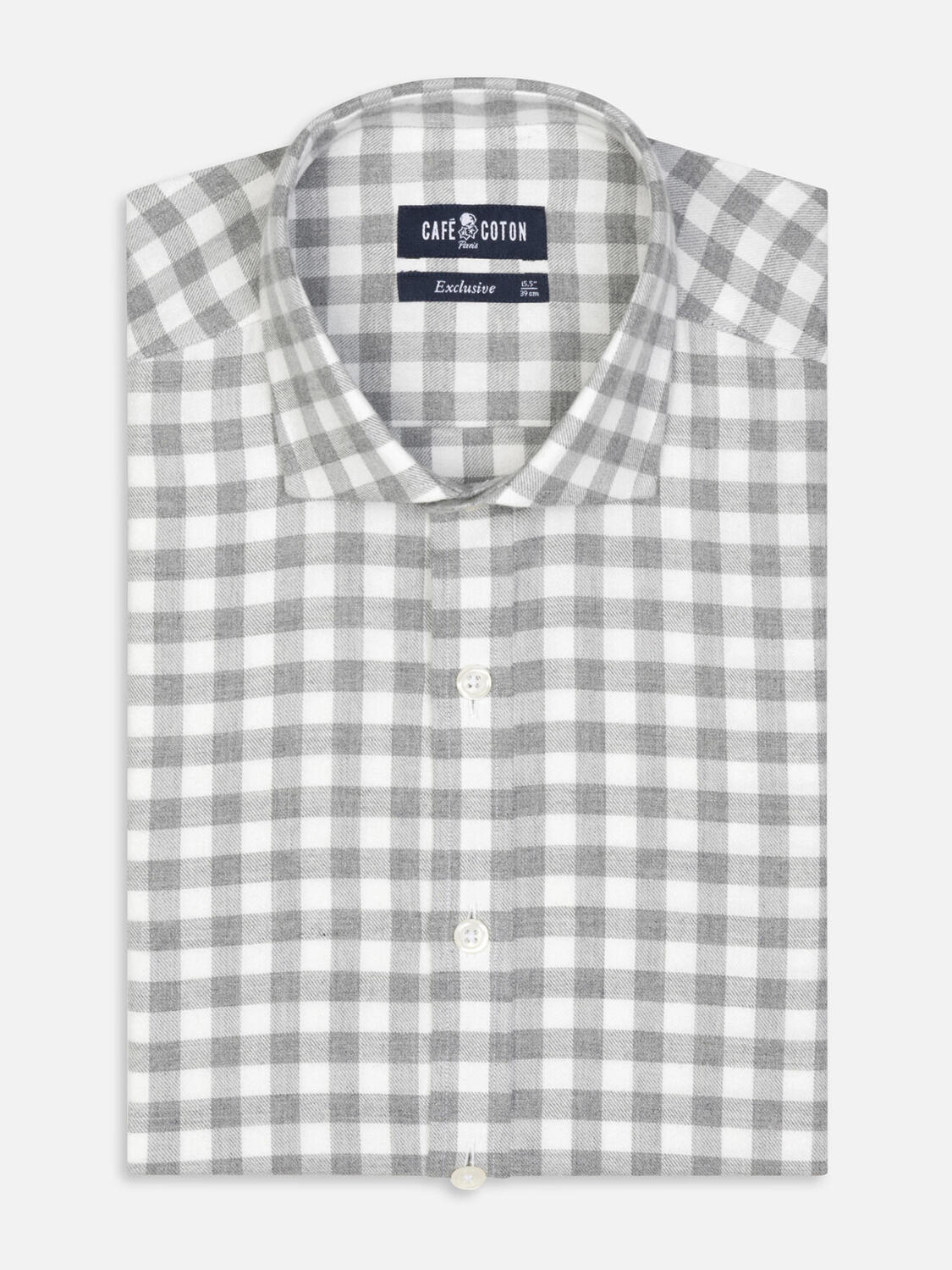 Danny grijs geruit flanellen Slim fit overhemd