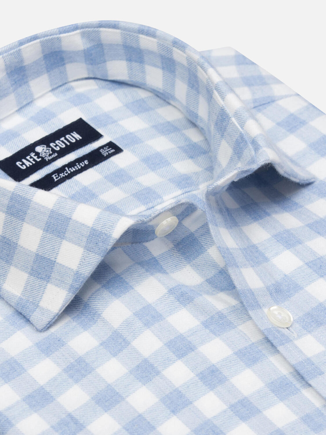 Camicia slim fit in flanella a quadri cielo Danny