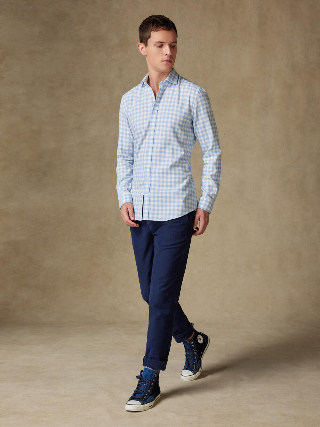 Camicia slim fit in flanella a quadri cielo Danny