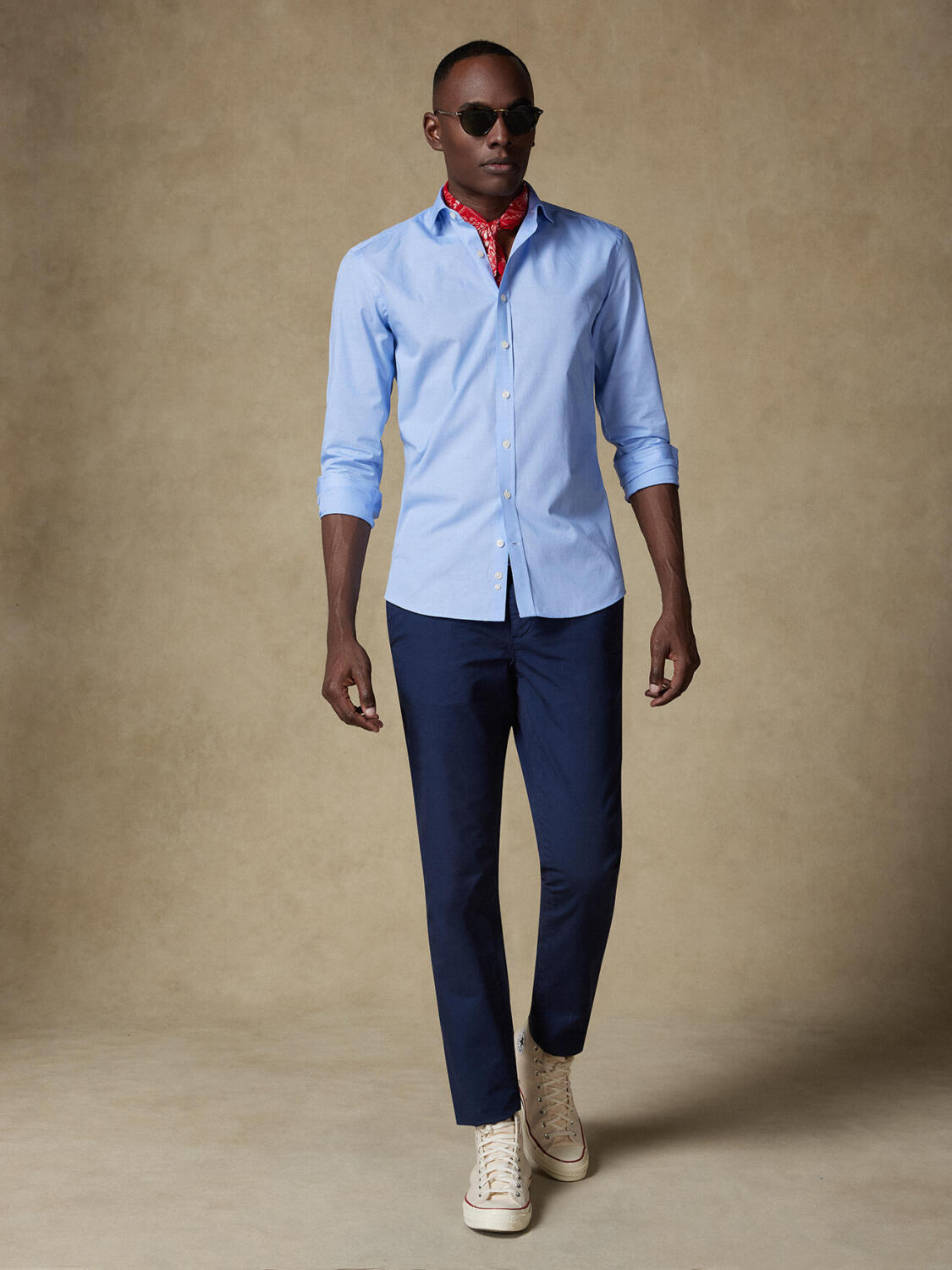 Camicia Daria in popeline azzurro aderente  - Manica Lunga