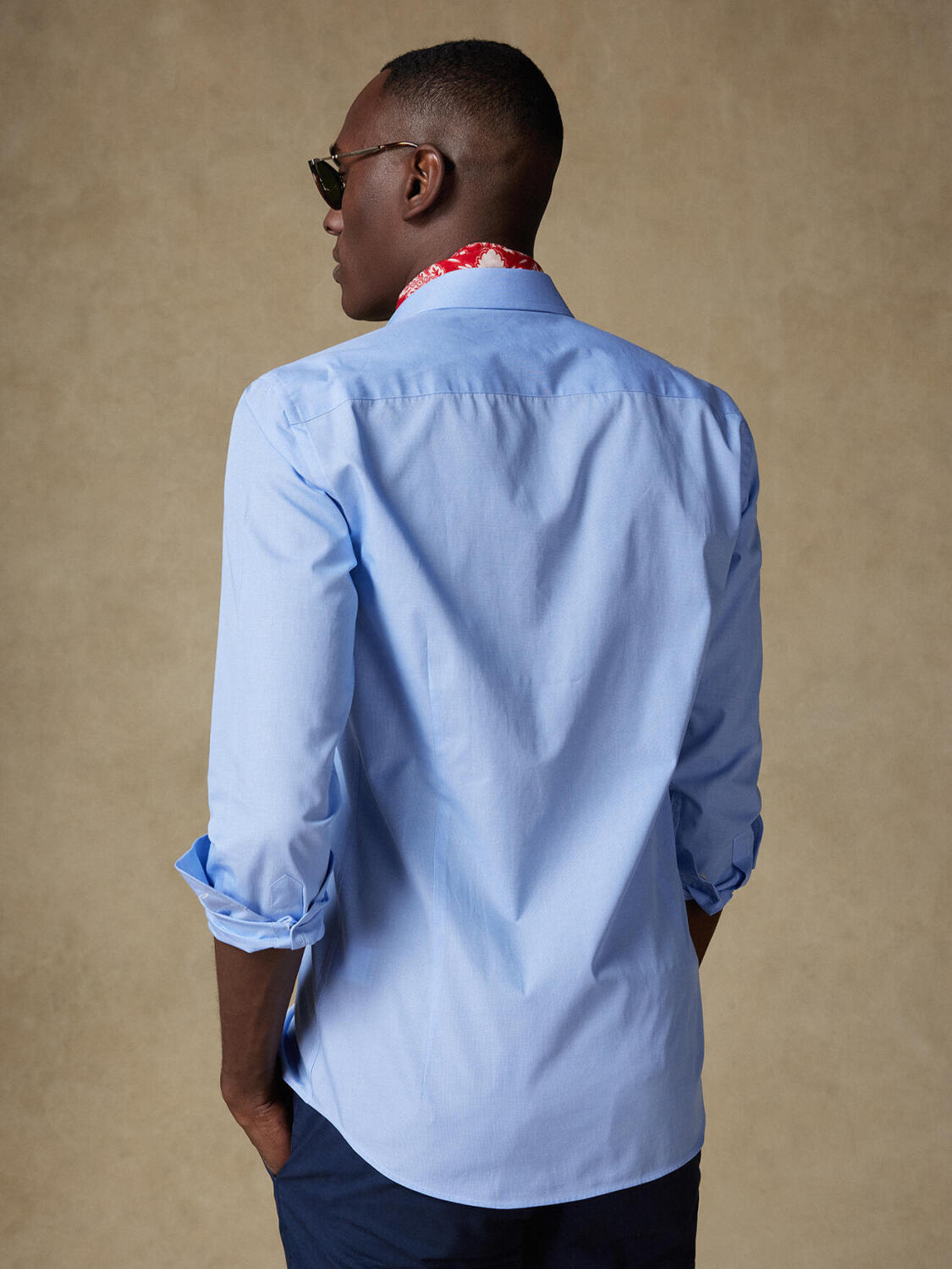 Camicia Daria in popeline azzurro aderente  - Manica Lunga