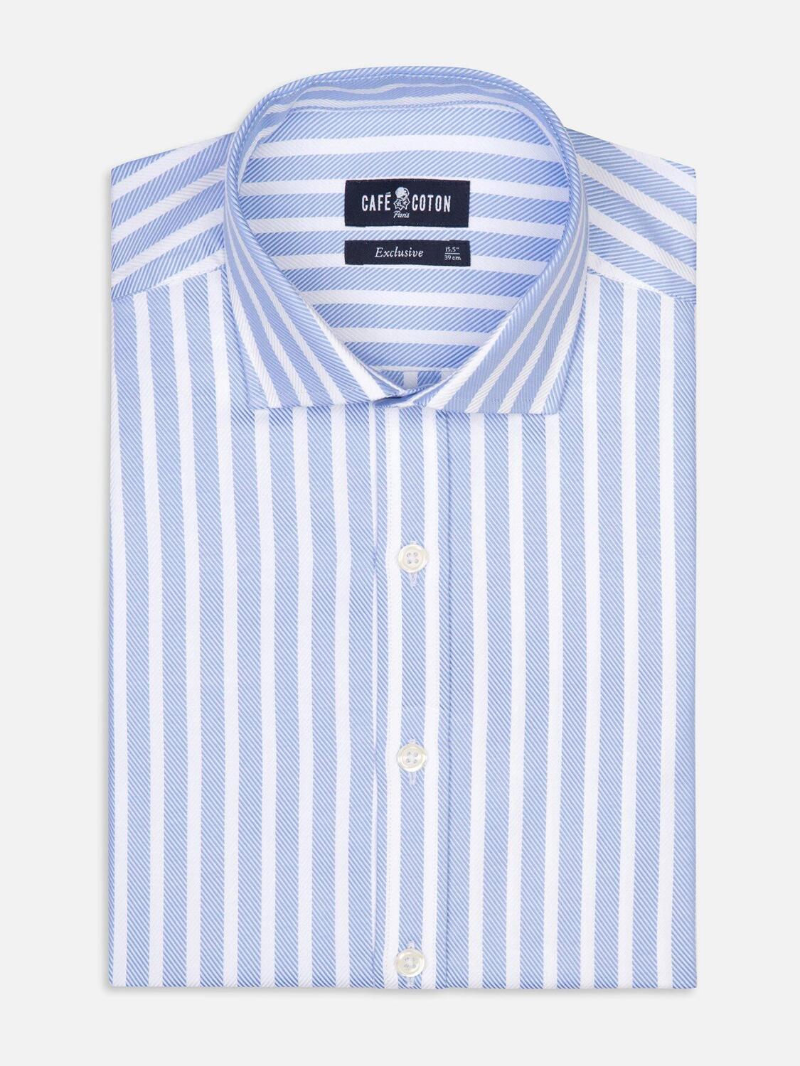 Chemise cintr&eacute;e Don &agrave; rayures ciel - Grande Longueur de Manches