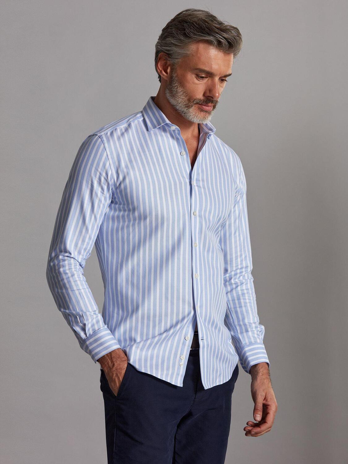 Chemise cintr&eacute;e Don &agrave; rayures ciel - Grande Longueur de Manches