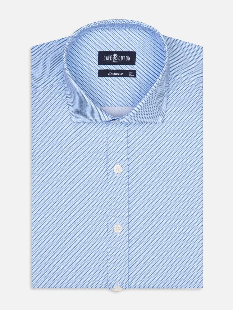 Finn slim fit shirt with sky blue printed pattern - Extra long sleeves