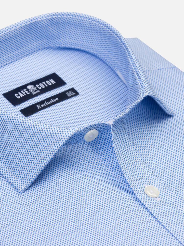 Finn slim fit shirt with sky blue printed pattern - Extra long sleeves