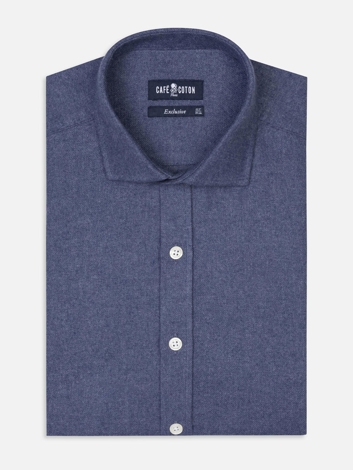 Garett blaues Flanellhemd - Recycelte Baumwolle - Slim Fit - Extralanger arm