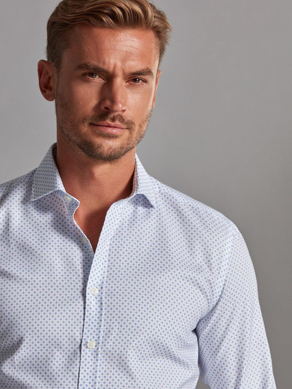 Grant slim fit shirt with sky blue printed pattern - Extra long sleeves