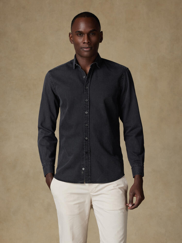 Chemise cintrée Gustav en denim carbone  - Grande longueur de manches