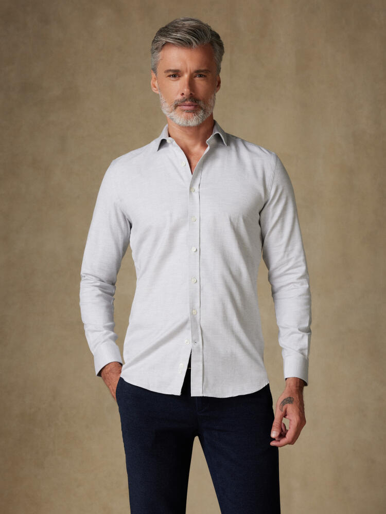 Camicia slim fit Hall in flanella grigia - Manica Lunga