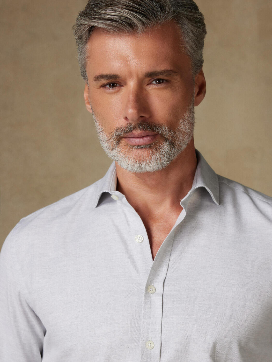 Chemise cintrée Hall en flanelle grise - Grande Longueur de Manches