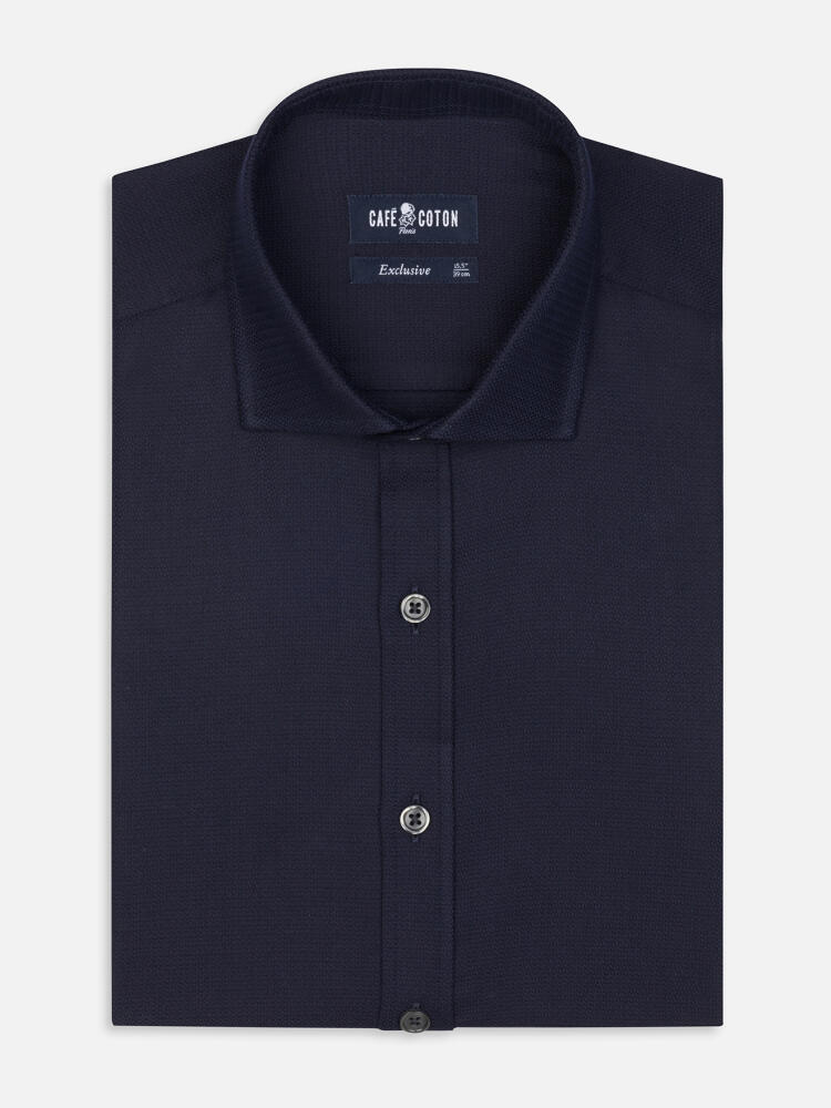 Chemise cintrée Horace texturée marine - Grande Longueur de Manches