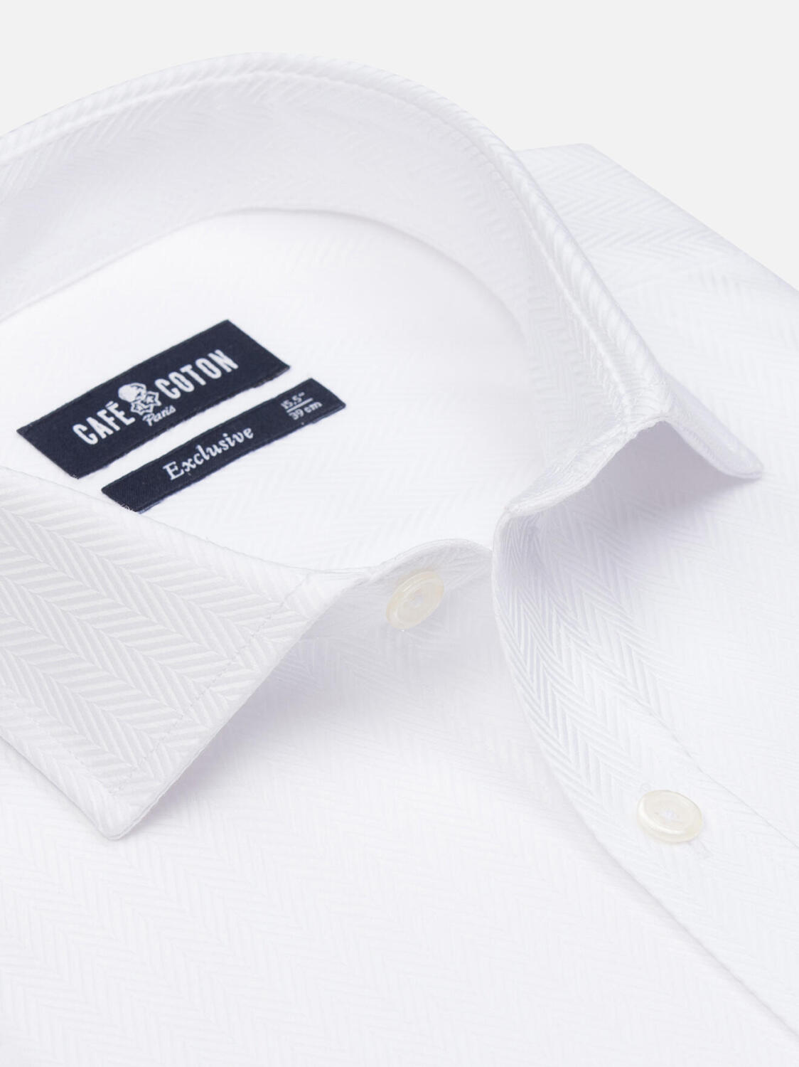 Chemise cintrée en Chevron blanc  - Grande Longueur de Manches