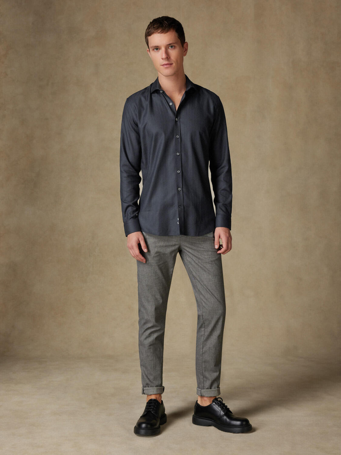 Chemise cintrée en Chevron anthracite - Grande Longueur de Manches