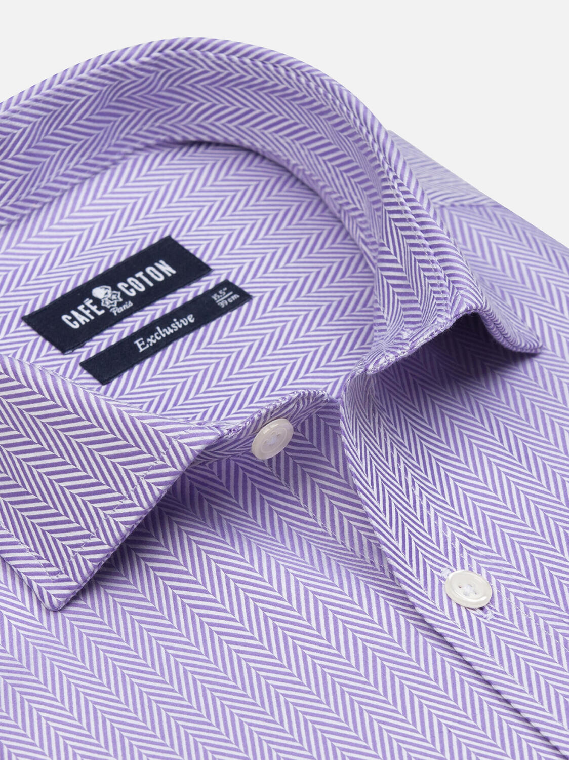 Chemise cintrée en Chevron parme - Grande Longueur de Manches