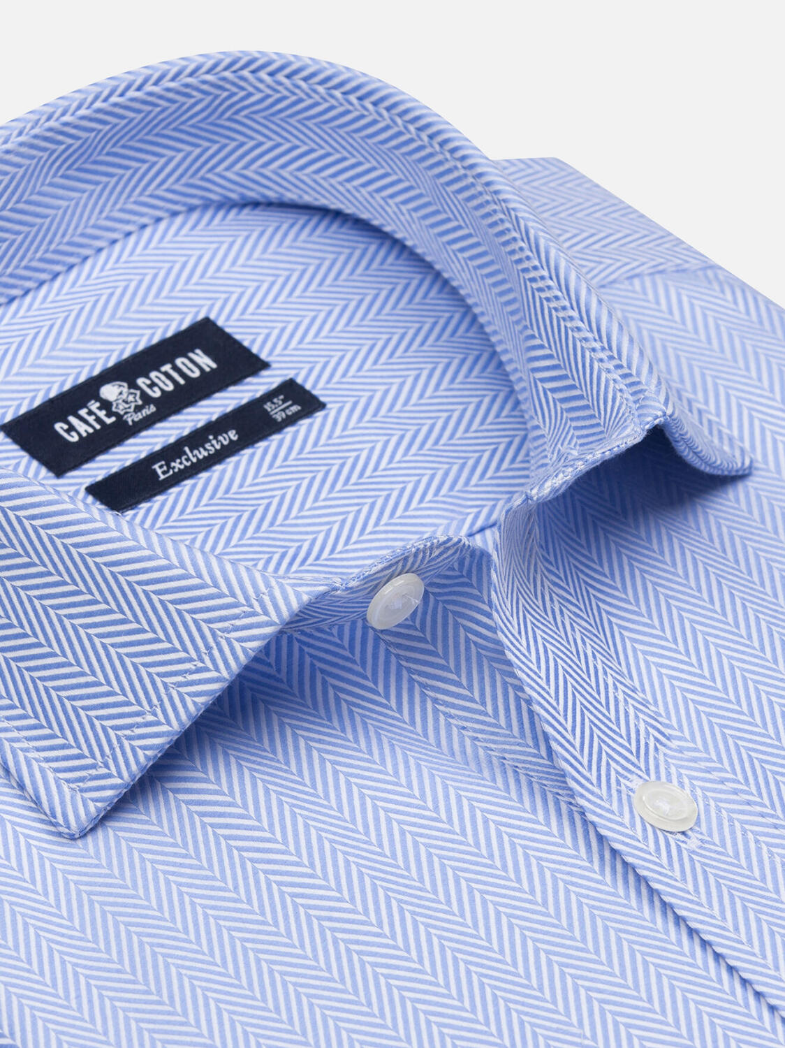 Chemise cintrée en Chevron ciel  - Grande Longueur de Manches