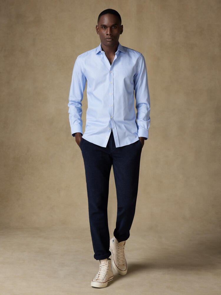 Landry sky gingham slim fit shirt  - Extra Long Sleeves