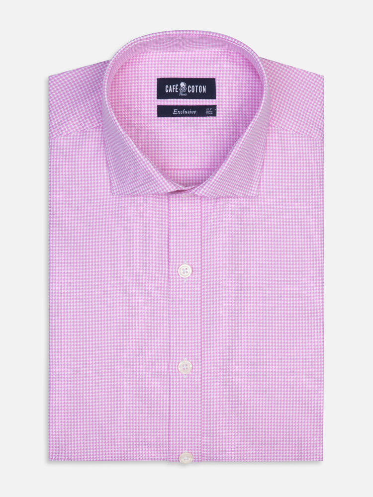 Landry slim fit shirt in pink gingham   - Extra long sleeve