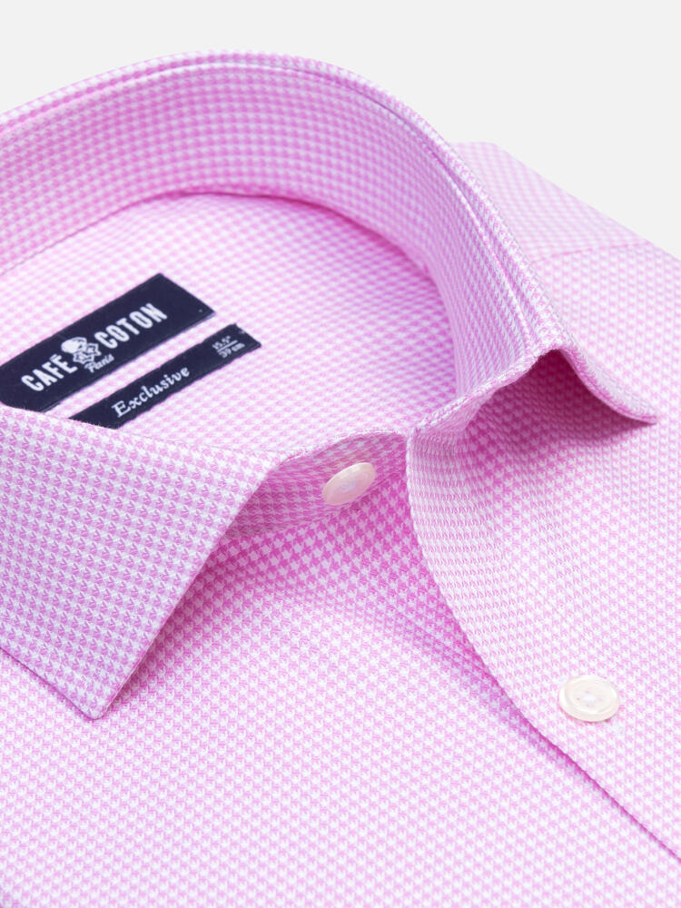 Landry slim fit shirt in pink gingham   - Extra long sleeve