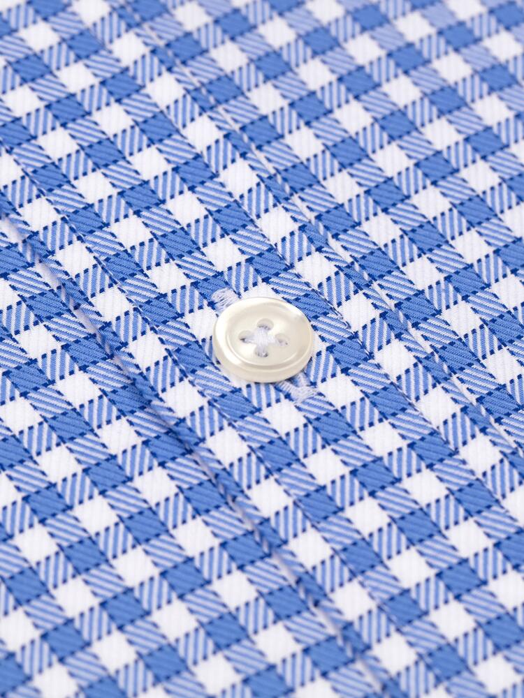 Chemise cintrée Mark à carreaux ciel - Grande Longueur de Manches