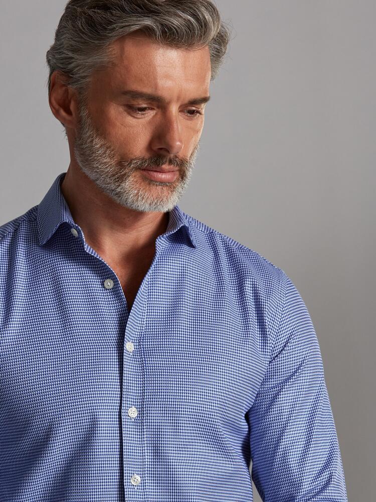 Camicia Max slim-fit in twill blu - Maniche lunghe