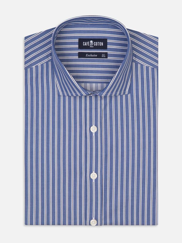 Chemise cintrée Maxwel à rayures marine - Grande Longueur de Manches