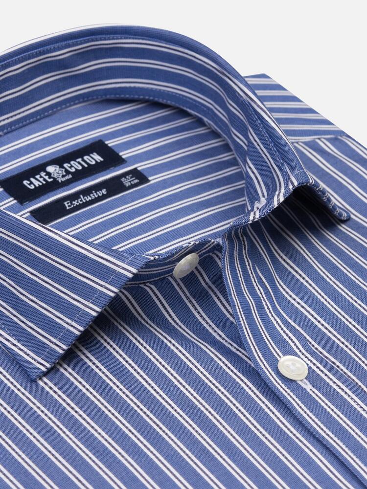 Chemise cintrée Maxwel à rayures marine - Grande Longueur de Manches