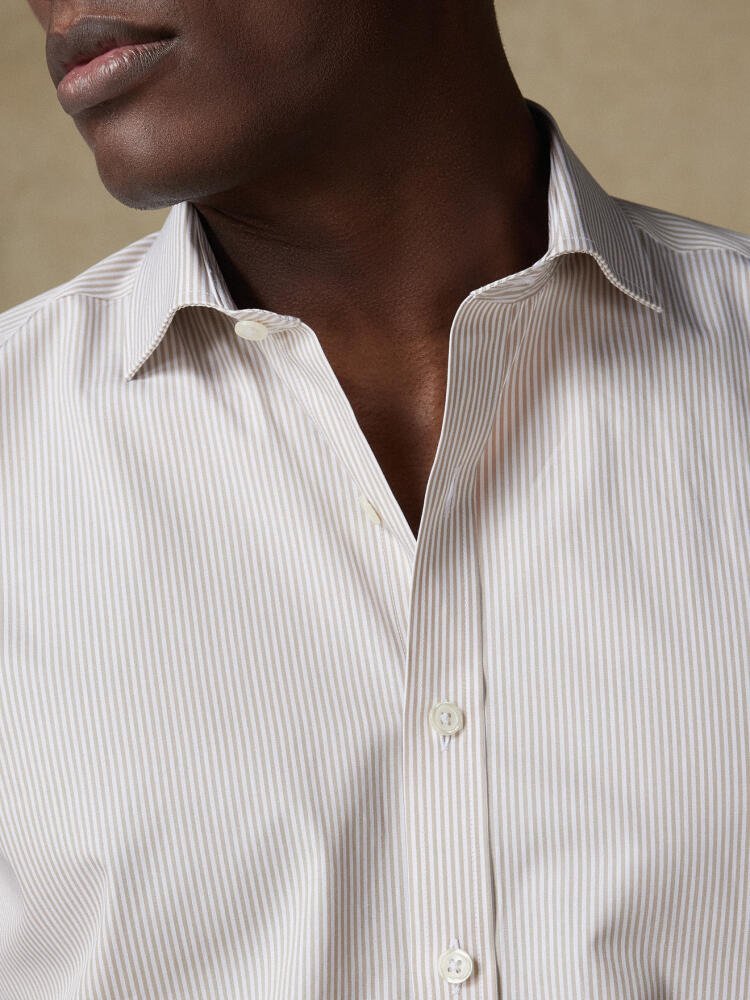 Camicia slim Menthon a righe beige - Manica extra lunga