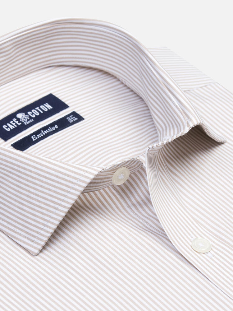 Camicia slim Menthon a righe beige - Manica extra lunga