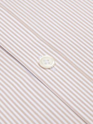 Chemise cintrée Menthon à rayures beige - Grande longueur de manches