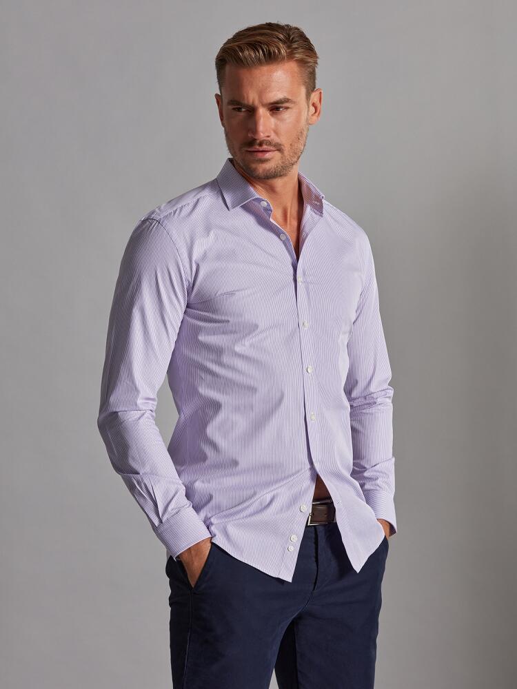 Menthon parma violet striped slim fit shirt - Extra long sleeves