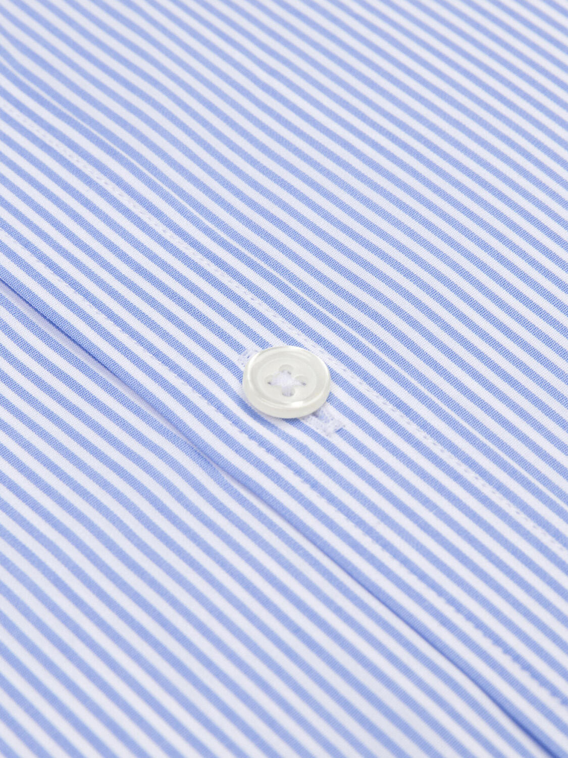 Menthon hemelsblauw gestreept Slim fit overhemd - Lange mouwen