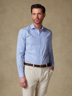 Chemise cintrée Menthon à rayures bleues - Grande longueur de manches