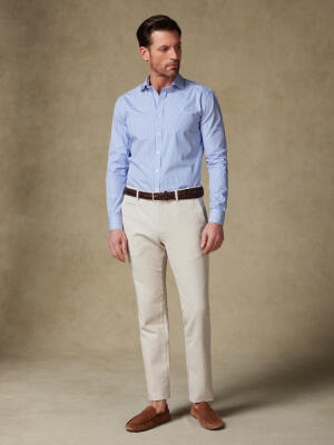 Chemise cintrée Menthon à rayures bleues - Grande longueur de manches